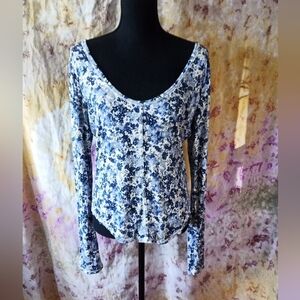 Intimately Free people long sleeve stretchy viscose/elastane floral top